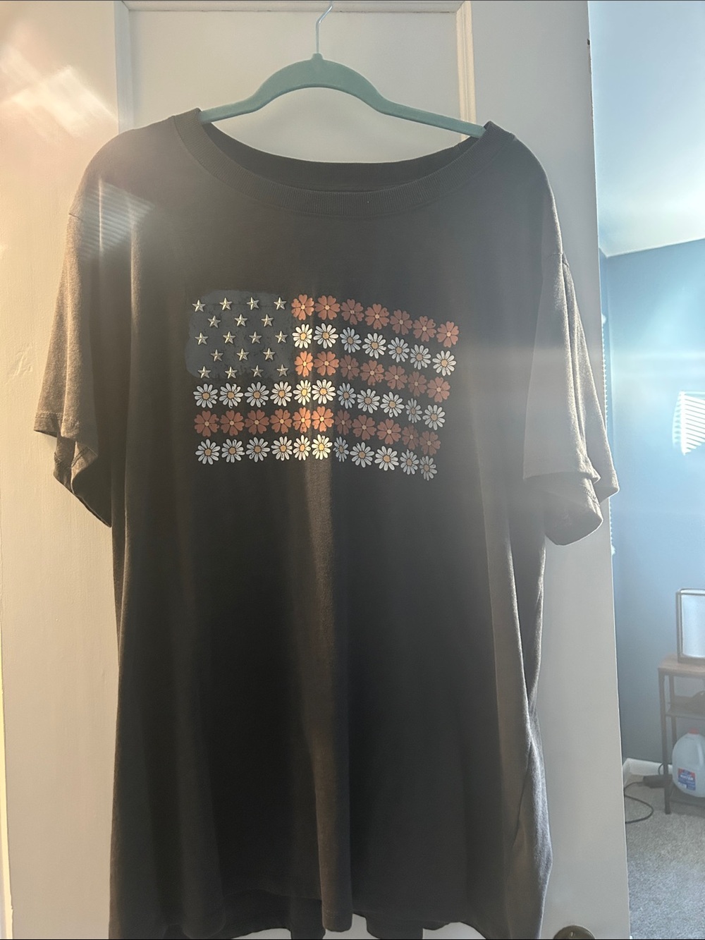Graphic Tee with Floral Flag Design